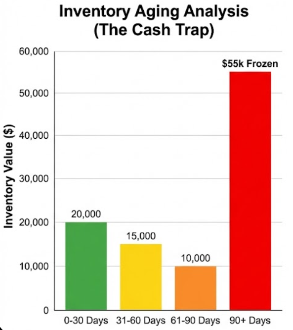 Chart showing capital frozen in inventory